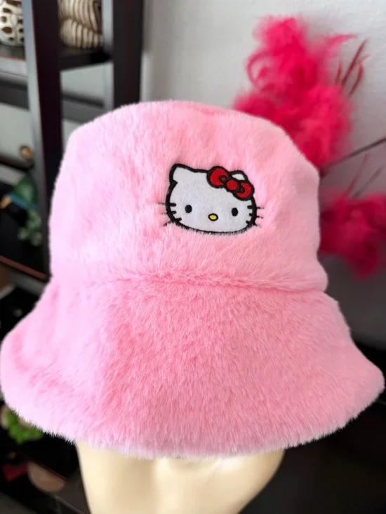 Hello Kitty Plush Pink Bucket Hat with Embroidered Hello Kitty - Picture 5 of 13